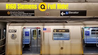 NYC Subway R160B Siemens Q Train Full Ride Coney Island  Stillwell Ave  96 St  2 Ave [upl. by Cired167]