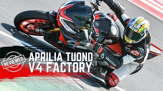 Aprilia Tuono V4 Factory 2021 Review  First Track Ride [upl. by Tiersten]