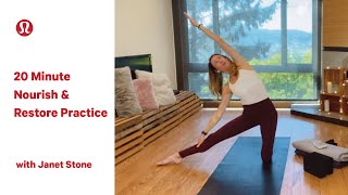 Restorative Yoga  20 Minute Yoga Flow with Janet Stone  lululemon [upl. by Lemon]