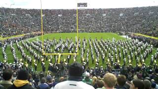 Notre Dame Marching Band March Out and Fanfare vs USC [upl. by Ilagam]