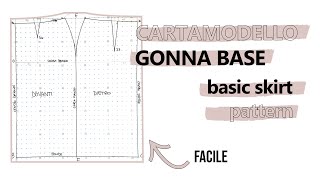 TUTORIAL CARTAMODELLO GONNA BASE DA ZERO  BASIC SKIRT PATTERN DRAFTING FROM SCRATCH sub eng [upl. by Dela877]