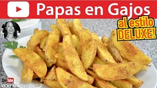 PAPAS EN GAJOS  PATATAS DELUXE  Vicky Receta Facil [upl. by Ilysa]