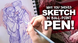 BENEFITS of SKETCHING in PEN  Peek into my Sketchbook  DrawingWiffWaffles [upl. by Baugh43]