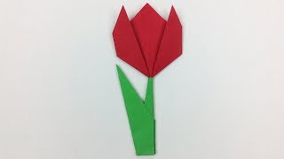 Easy Origami Paper Tulip 🌷 Flower Tutorial  How to Make Origami Paper Flowers 🌷  Easy Crafts DIY [upl. by Ikin]