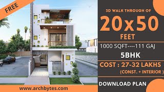 2050 House Design 3D  1000 Sqft  111 Gaj  5 BHK  Modern Design  Terrace Garden  6x15 Meters [upl. by Estey]