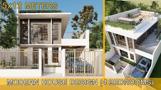 Modern House Design 5x12 meters on 120sqm lot with Roof Deck [upl. by Bohman171]