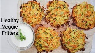 Healthy Crispy Veggie Fritters  Oven Baked  Zucchini Rösti [upl. by Kenon]